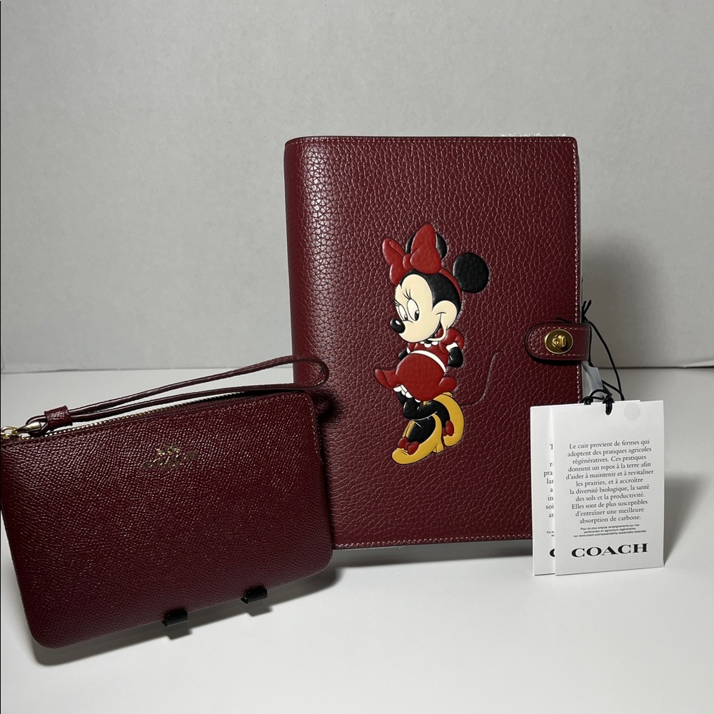 Coach Burgundy Minnie Mouse Women's Bag Set